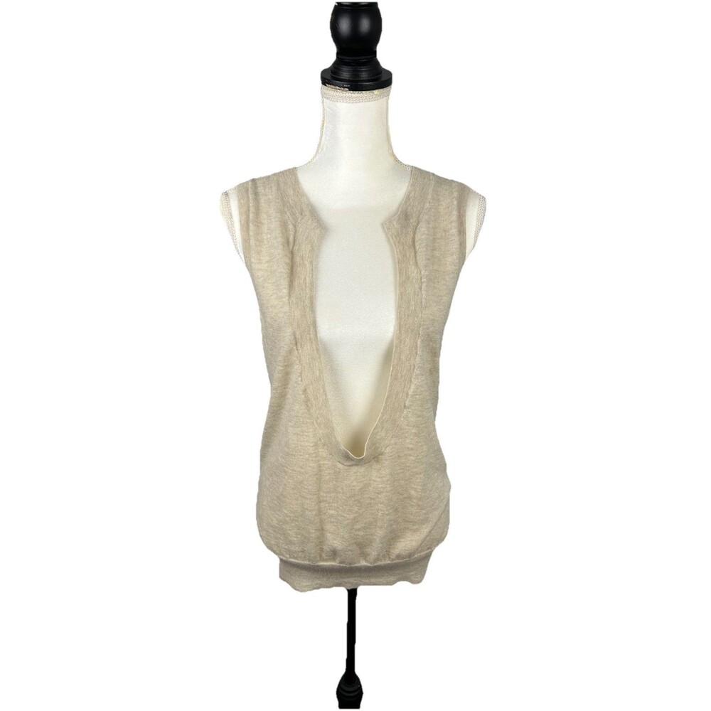 Theory Womens Size Medium Cream Beige 100% Cashmere Layer Top *FLAWS READ PLEASE
